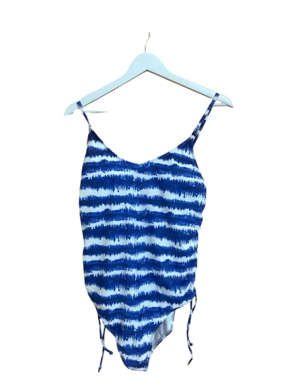 Kensie Size Large Blue and White One-Piece Swimsuit